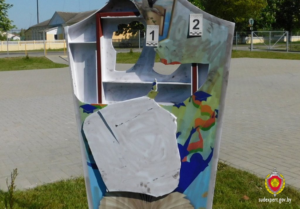 В Столинском районе хулиганы повредили школьную эмблему – уйти от ответственности им не удалось