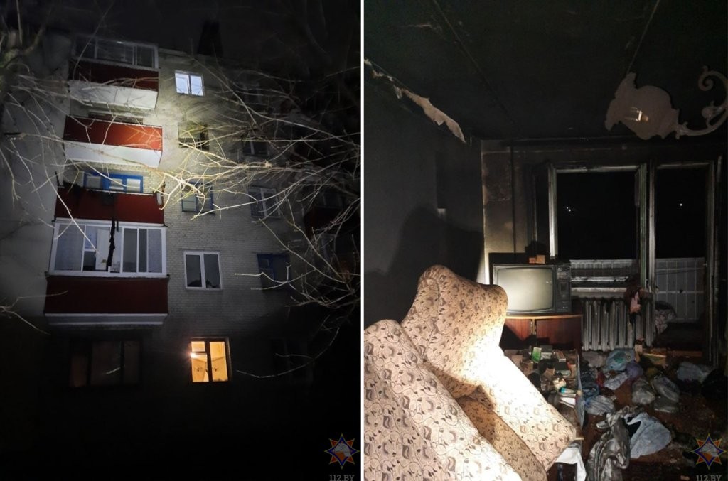 Стали известны подробности спасения женщины на ночном пожаре в Барановичах. Опубликовано видео