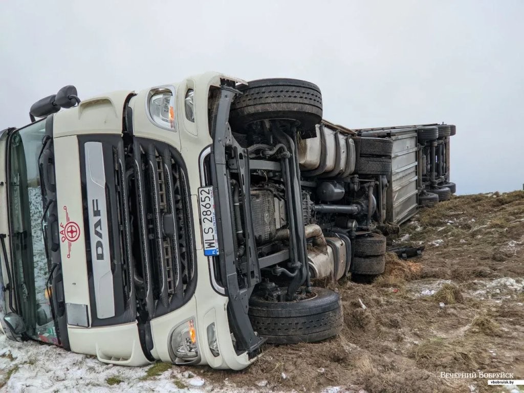 Под Бобруйском перевернулась фура. Водитель из Бреста в больнице