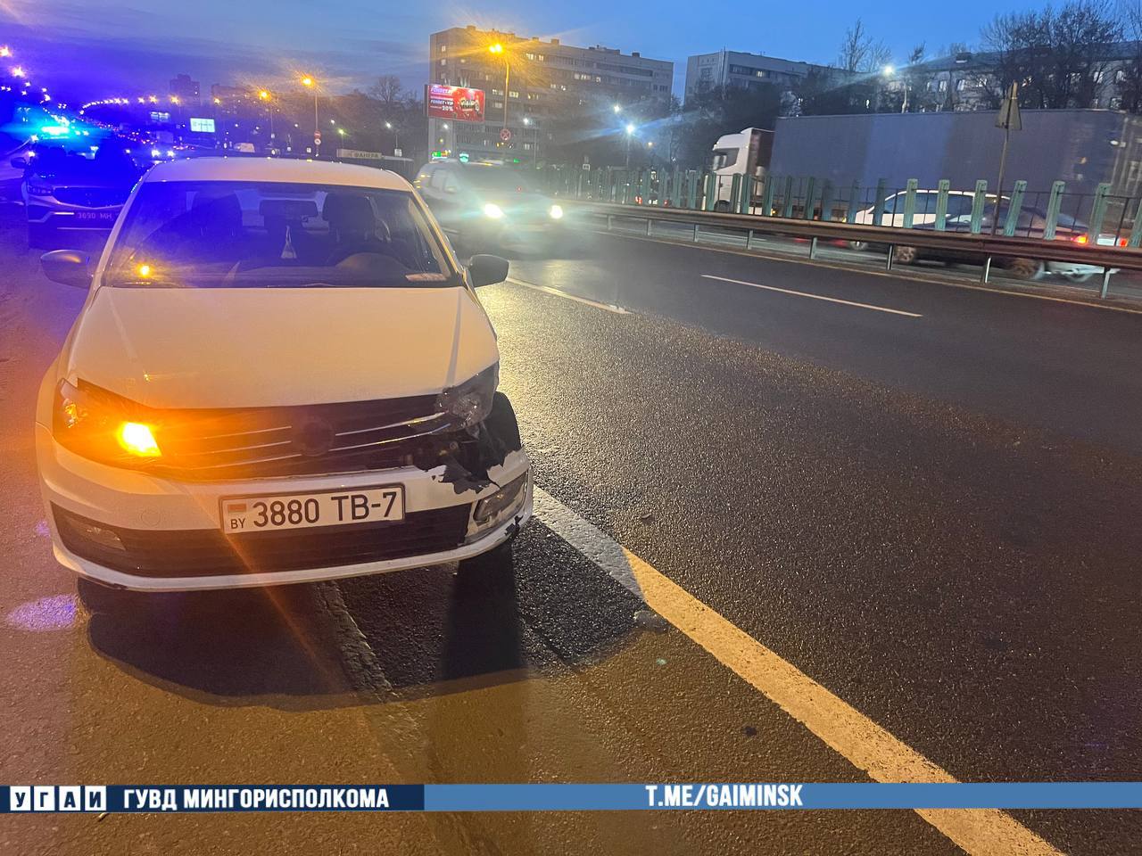 В Минске водитель спас выпавшую из микроавтобуса кошку от гибели под колесами, но сам попал в аварию — видео