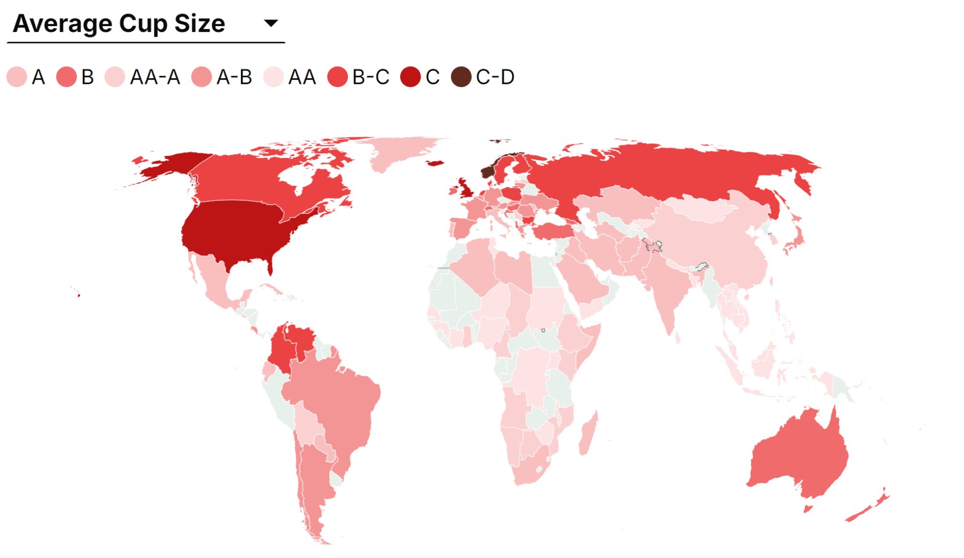 В каких странах у женщин самая большая грудь