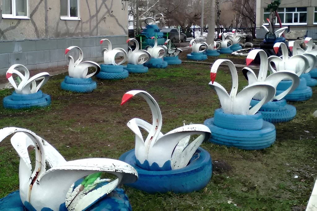 Лебеди из покрышек — не лучшая идея? Вот что думают об этом в ЖКХ