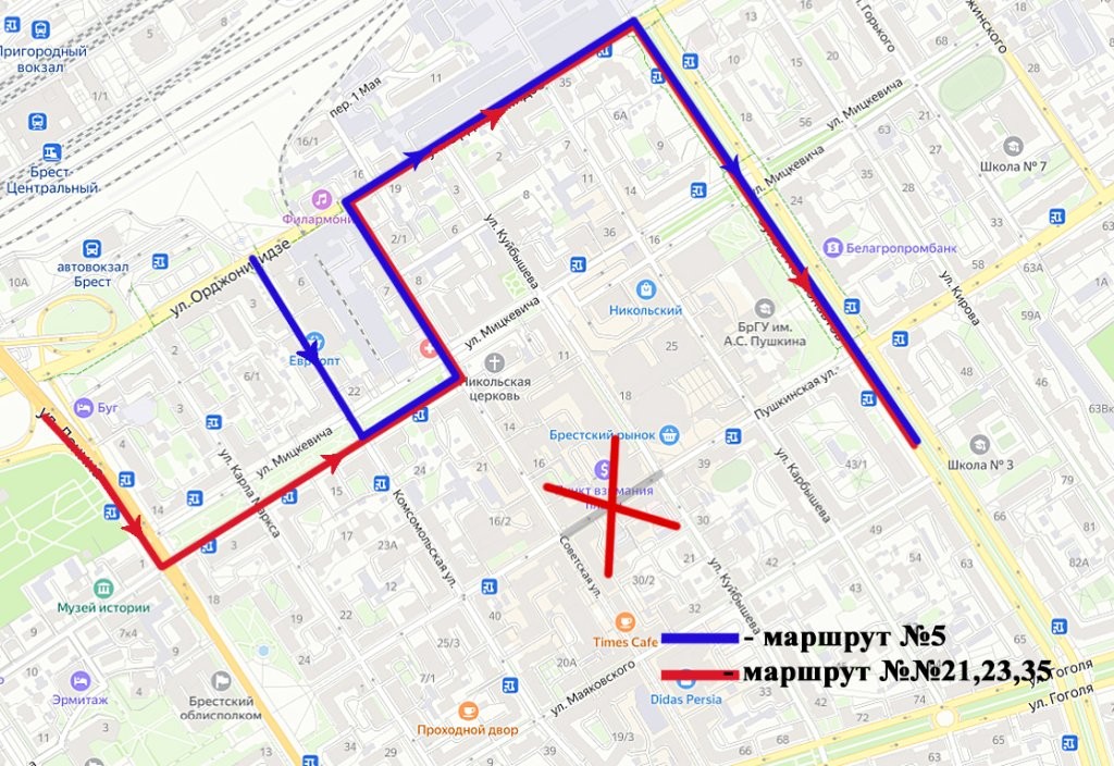 В Бресте 11-21 ноября частично перекроют Пушкинскую. Как пойдут маршрутки