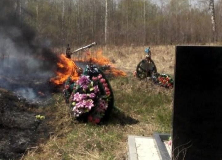 В Малорите на кладбище произошел пожар