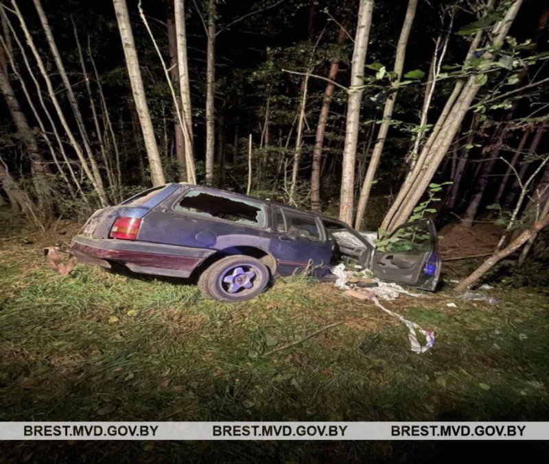 В Березовском районе машина съехала в кювет и врезалась в дерево