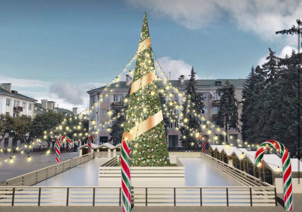 Вокруг новогодней елки на площади Ленина в Бресте зальют каток