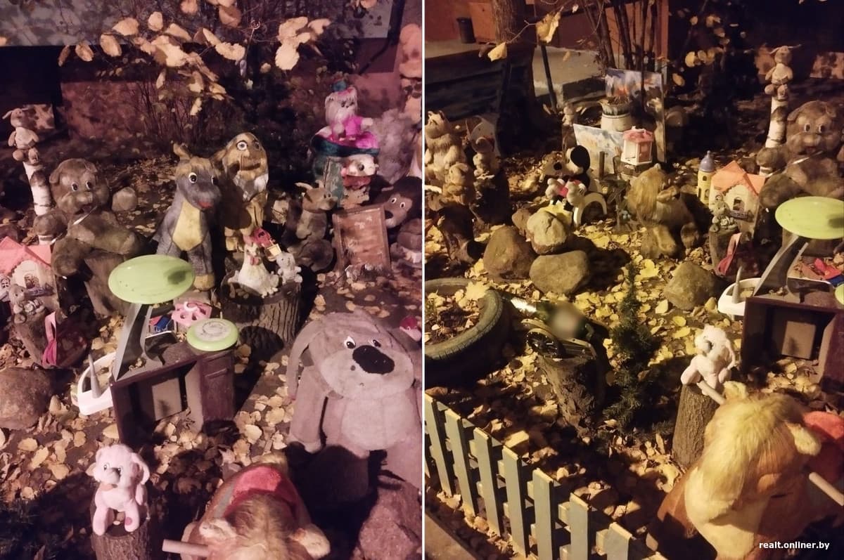 Белорус требует убрать свалку из игрушек у подъезда, но остальным жильцам так нравится