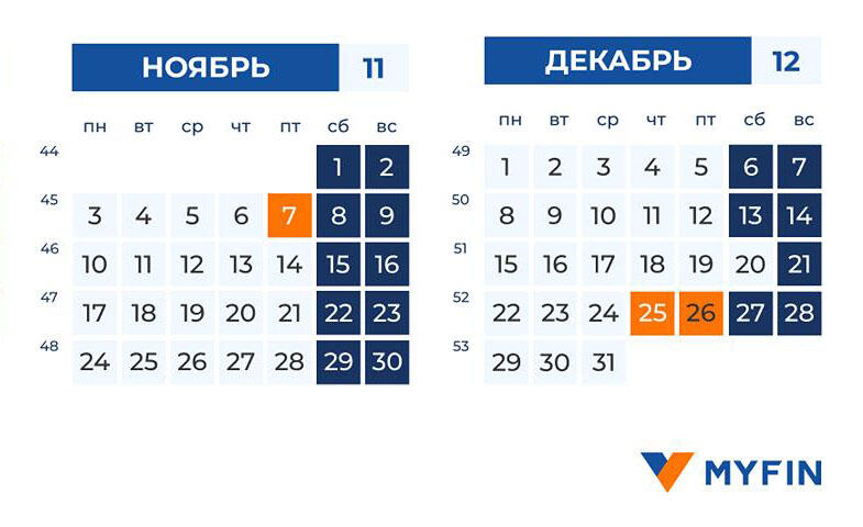 Скоро большие выходные. Вот как будем отдыхать и работать в ноябре