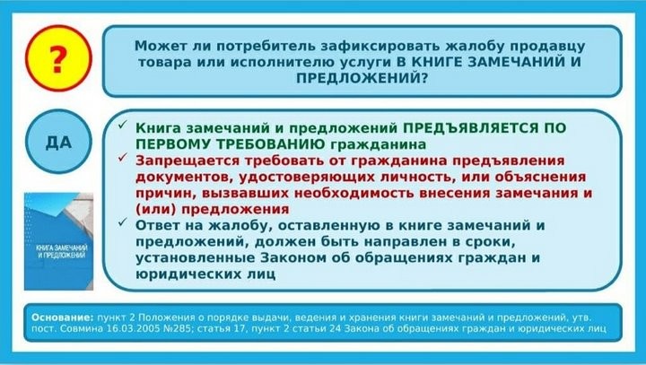 Надо ли покупателю предъявлять паспорт продавцу для получения книги жалоб