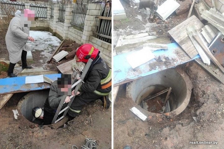 Шла в гости и оступилась. Спасатели доставали женщину из двухметрового колодца