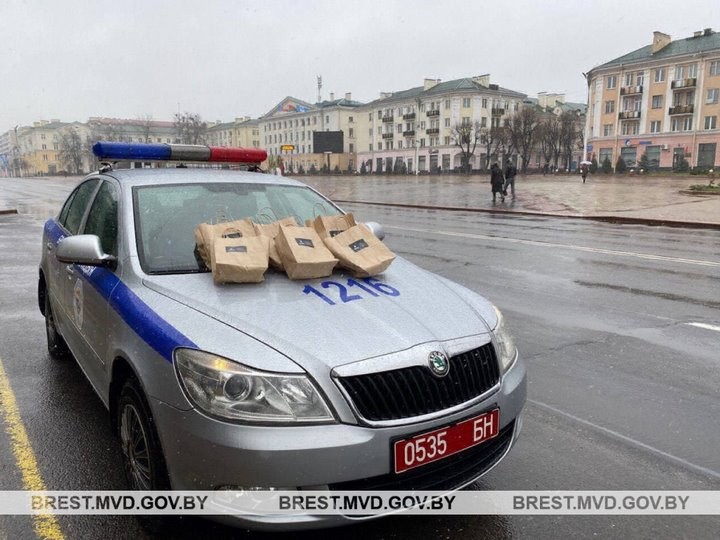 В Бресте девушки-милиционеры поздравили водителей с 23 февраля