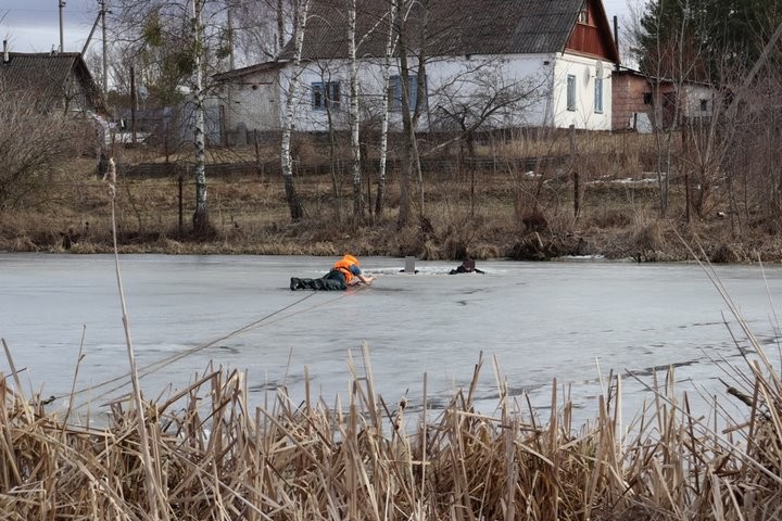 В Гомельской области пенсионеры провалились под лед. Их спасли работники МЧС