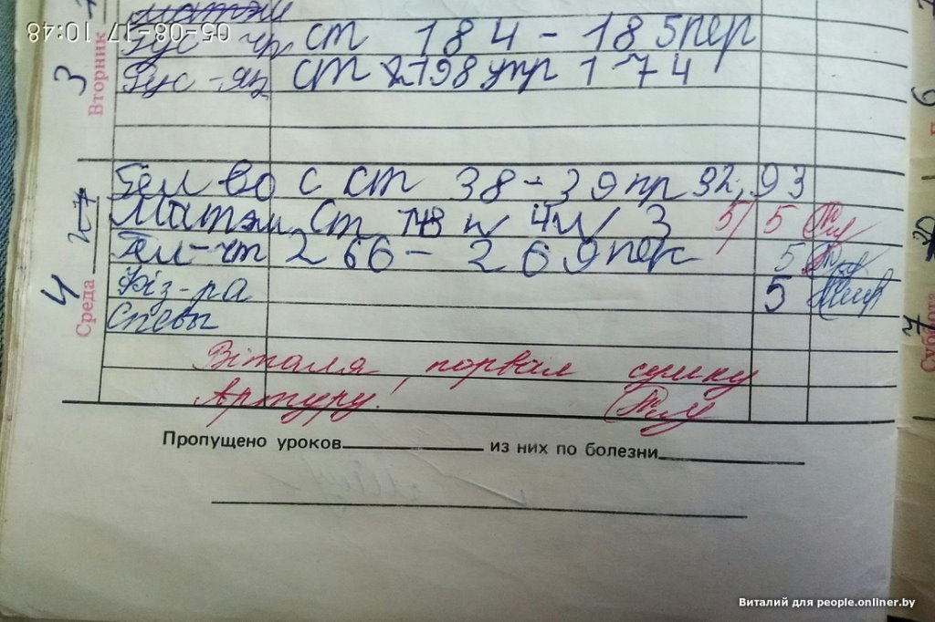 Что пишут белорусские учителя в дневниках