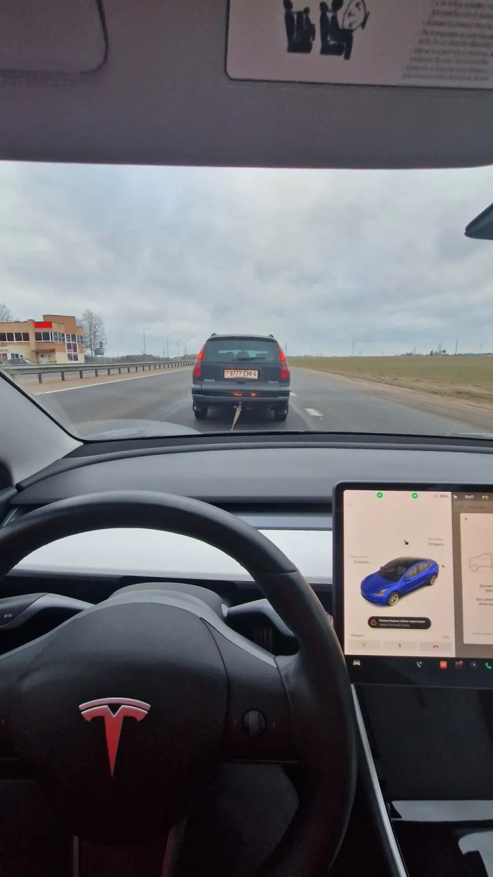 Tesla отказалась ехать: гродненцу не хватило нескольких километров, чтобы доехать до зарядки. Начались приключения