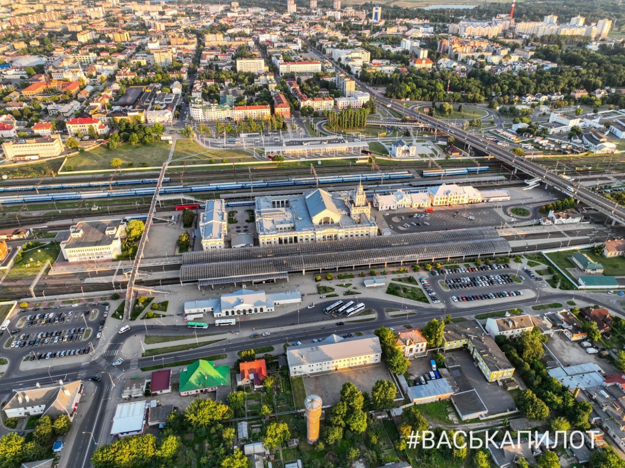 Недавний полет над Брестом. ЖД вокзал, центр