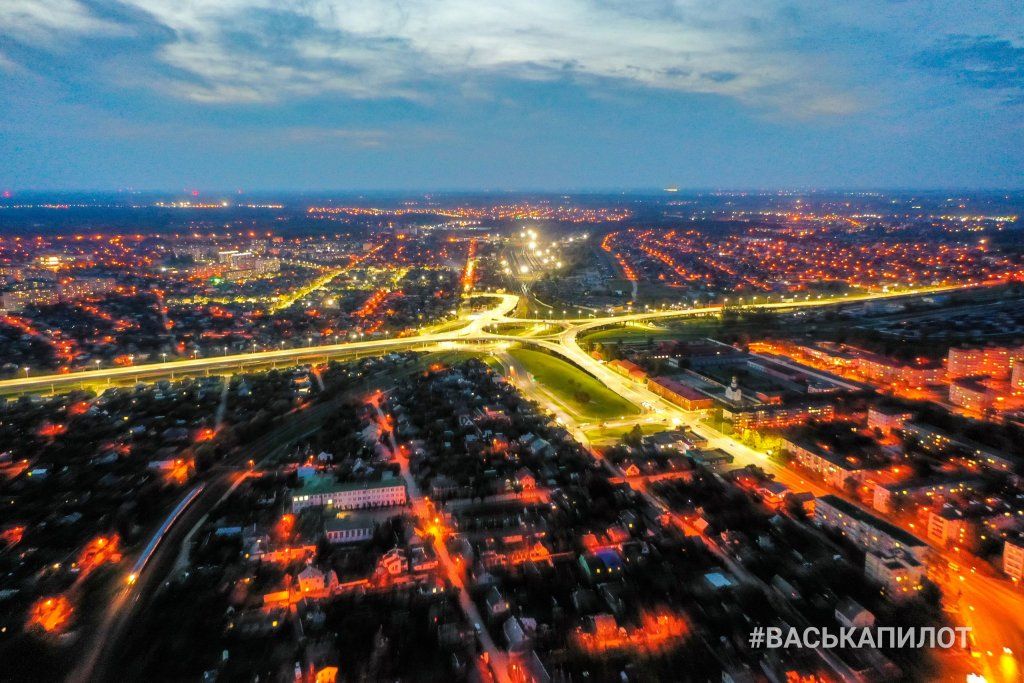 Ночной полет над центром Бреста