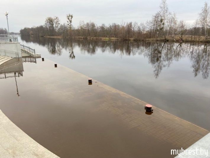 Скамейки в воде. Как выглядит Набережная в Бресте