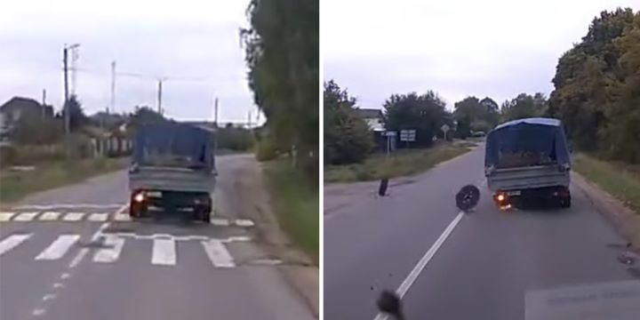 На дорогах Беларуси. Проехал «лежачего полицейского» и потерял колеса