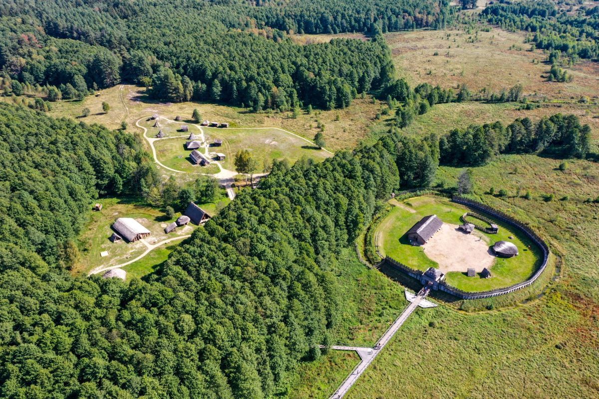 Посмотрите, как выглядит с высоты археологический музей под открытым небом в Беловежской пуще