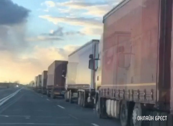 Читатель: Огромное количество фур скопилось под Брестом. Видео снято сегодня