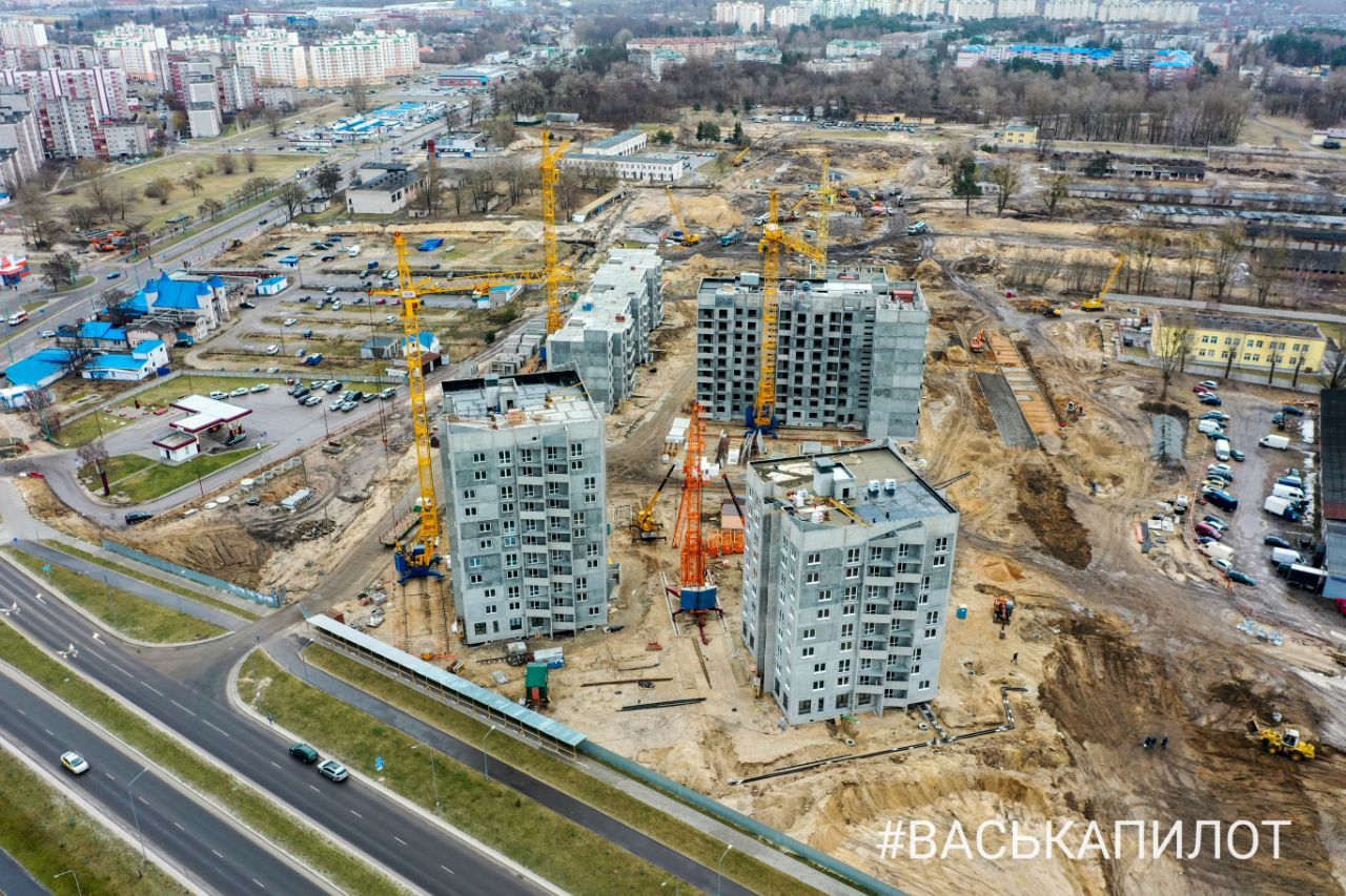 Как идет строительство района Бреста ЮЗМР-1. Смотрим с высоты