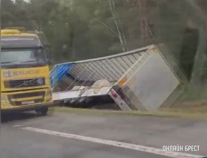 Читатель: Фура вылетела в кювет. Видео снято сегодня на М1, 198 км