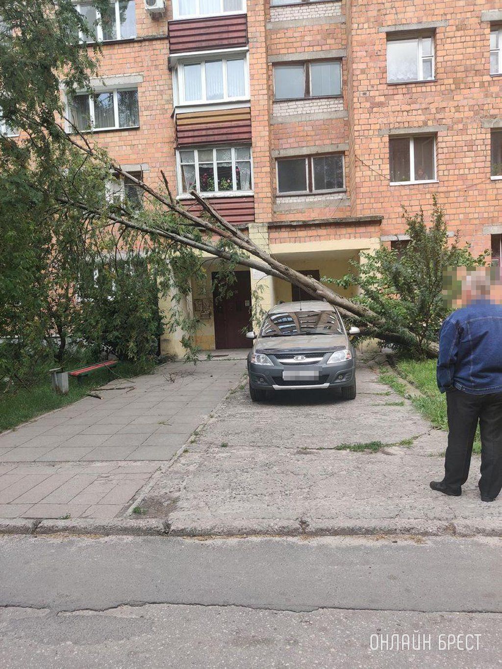 Сегодня в Пинске от непогоды пострадали машины