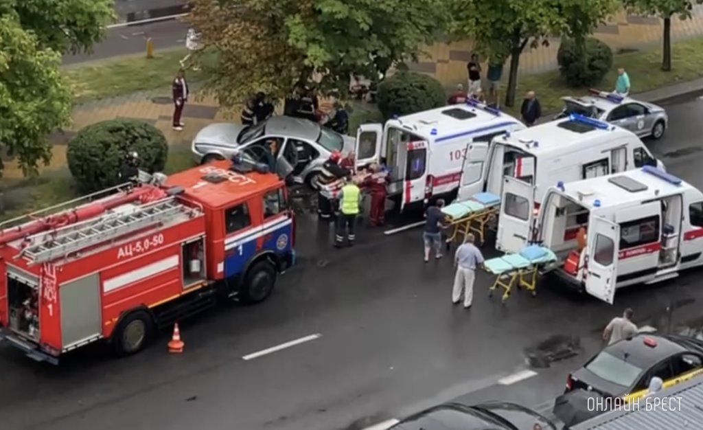 BMW врезался в дерево в Бресте. Известны подробности