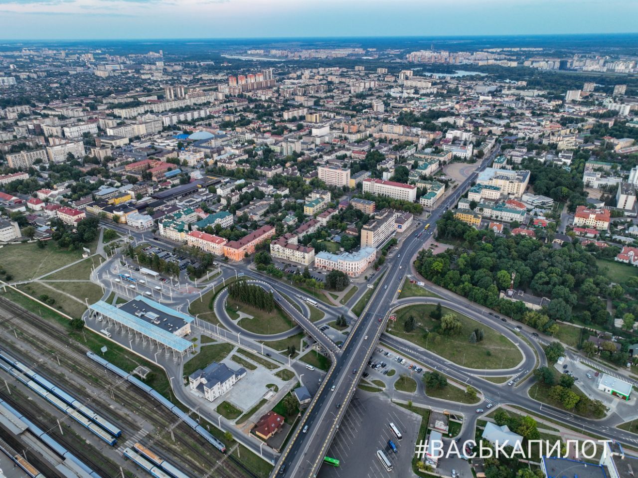 Недавний полет над Брестом. ЖД вокзал, центр