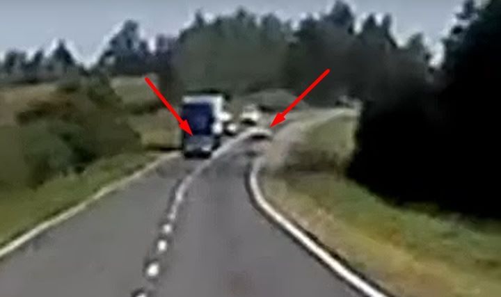 На дорогах Беларуси. Девушка очень опасно заканчивала обгон, вынудив встречку уйти на обочину