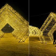 В Бресте на Набережной установили световую инсталляцию