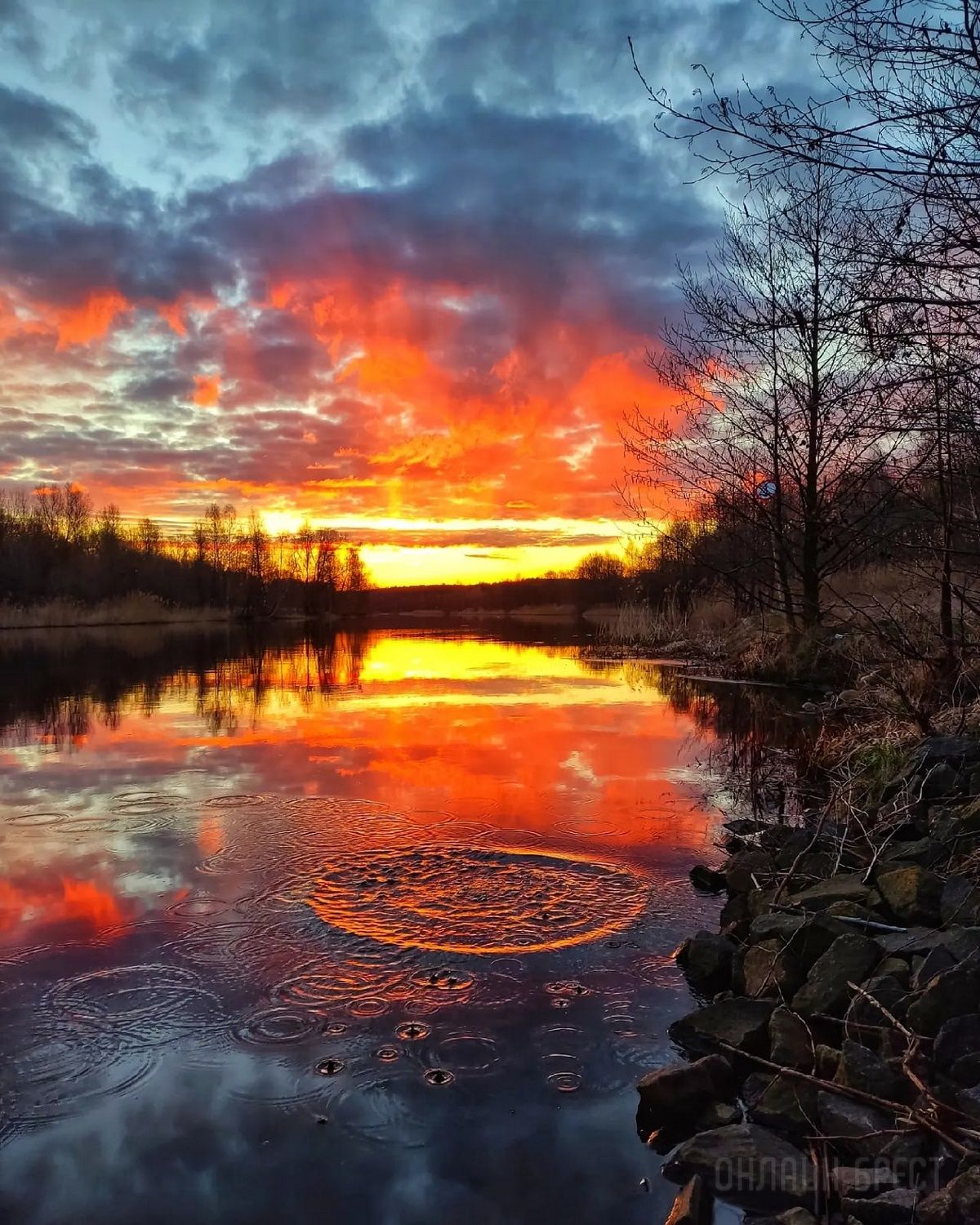 Читатель: Огненный рассвет. Фото сделаны сегодня в городе-спутнике Бреста
