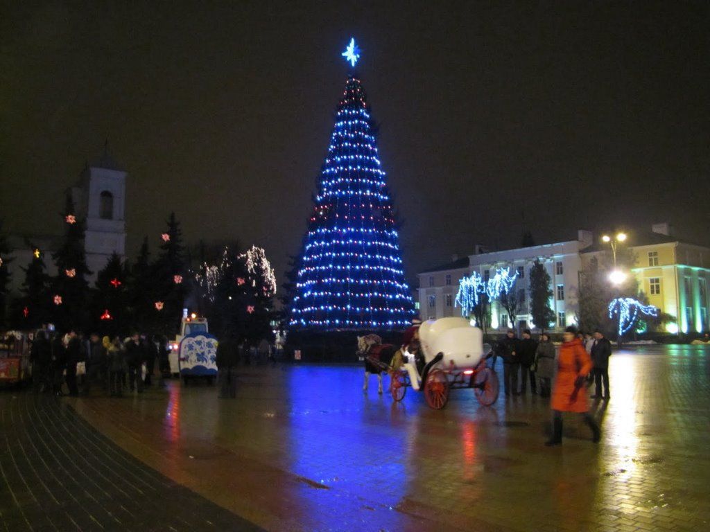 Главные ёлки Бреста в разные годы