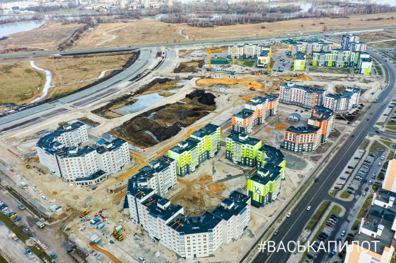 Как идет строительство района Бреста ЮЗМР-1. Смотрим с высоты