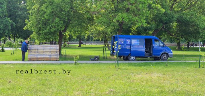 Осторожно! В Бресте на Набережной приступили к покраске лавочек