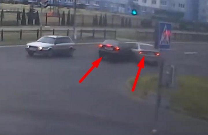 Появилось видео, как в Бресте на перекрестке улиц Колесника-Вульковская произошло ДТП