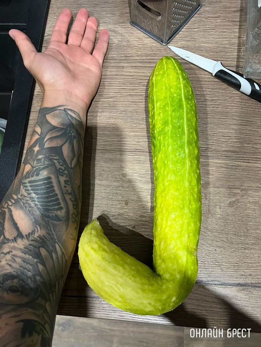 Читатель: Посмотрите, какой гигантский огурец вырос на огороде