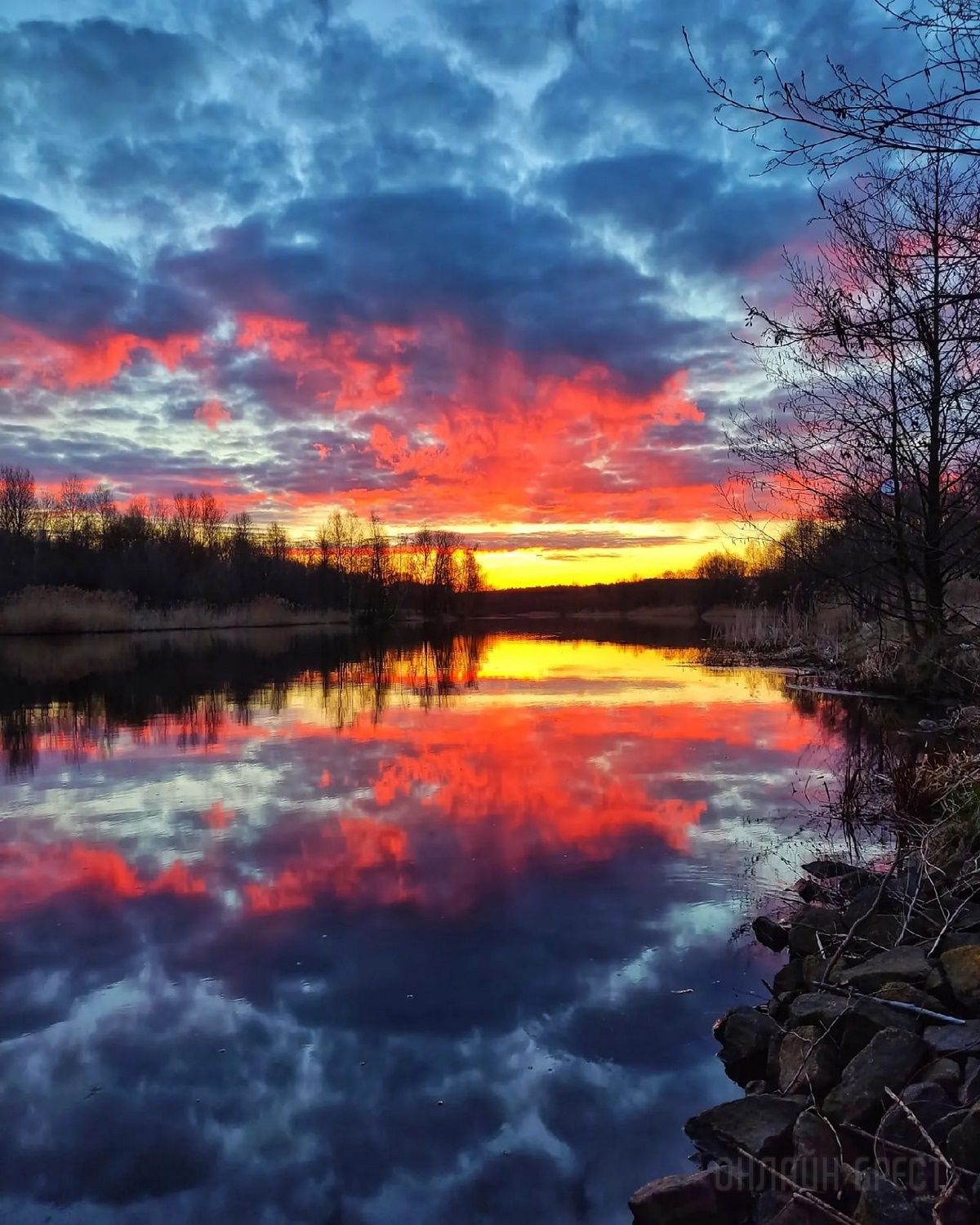 Читатель: Огненный рассвет. Фото сделаны сегодня в городе-спутнике Бреста