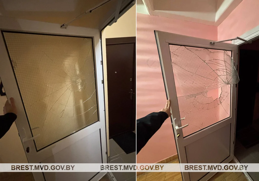 В Пинске 17-летний подросток разбил стекла тамбурных дверей с седьмого по первый этаж