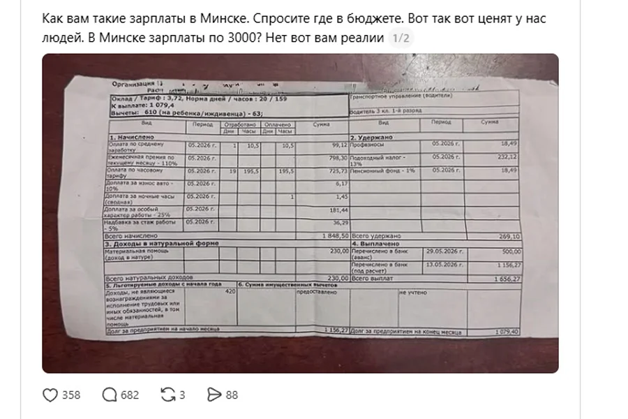 Белоруска выложила расчётный лист — и узнала, что думают другие о её зарплате