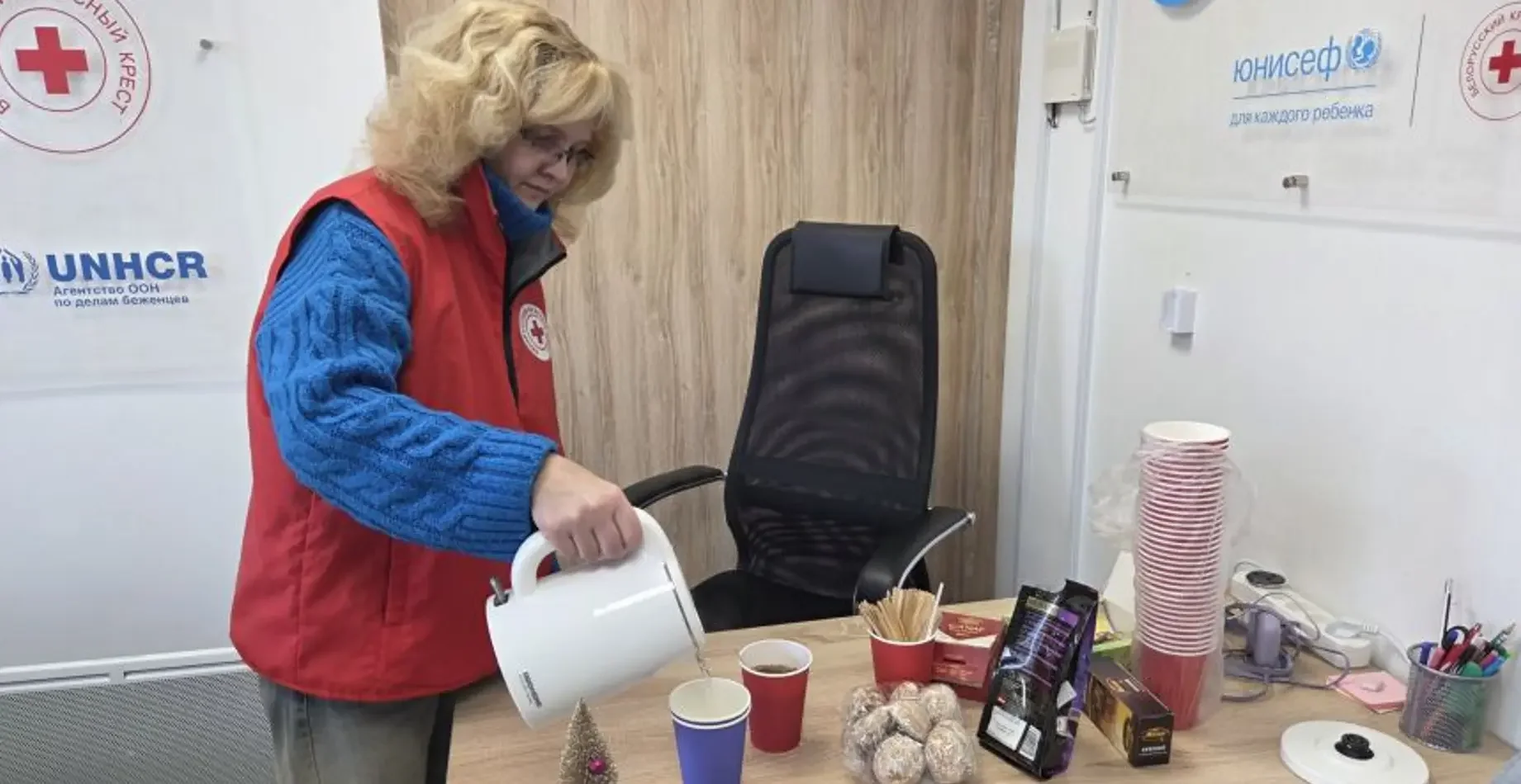 Пункт обогрева на границе возле ПП «Брест» развернул Белорусский Красный Крест