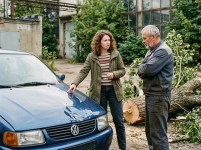 Сильный ветер в Бресте: дерево упало на дорогу